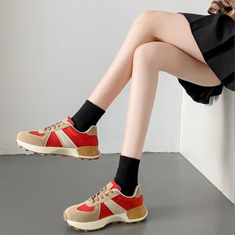 Sneakers Shoes for Women Lace Up High On Platform Red Woman Footwear Cheap Stylish Y2k Fashion New Arrival 2025 Korean In Light