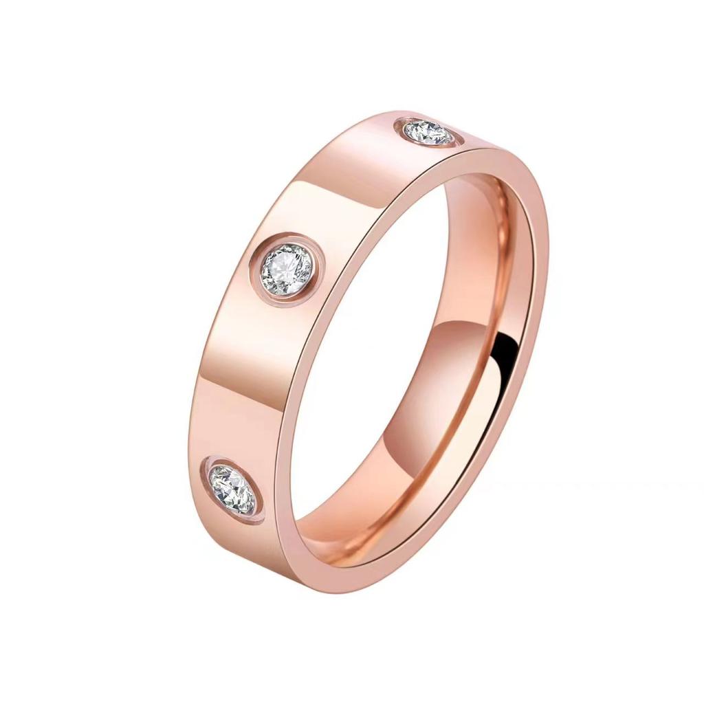 Klassischer Kreuz-Edelstahl-Liebesring für Damen Herren Roségold Farbe Paar CZ-Kristallringe Luxuriöser Schmuck Hochzeitsgeschenk