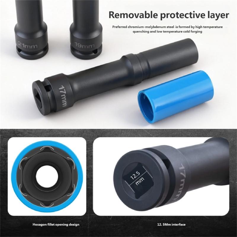 Professional Socket Set 1/2 Inch Drive with Hexagonal Rounded Corner Design for Car Impact Wrenches and Stable Operation