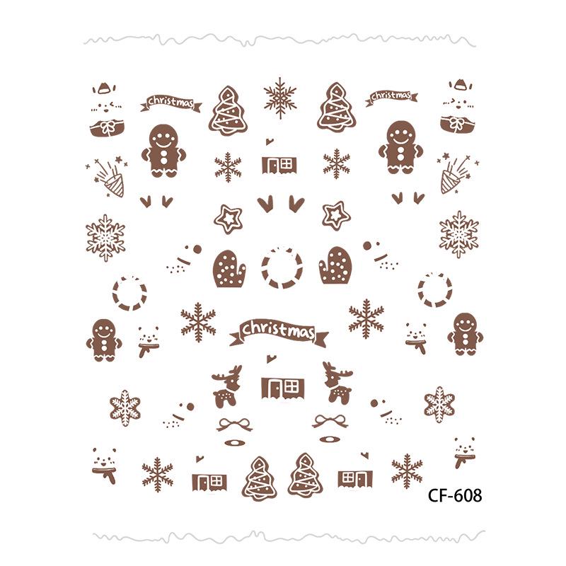 5D Christmas Snowman Bear Laser Nail Art Stickers - Festive Tree Design