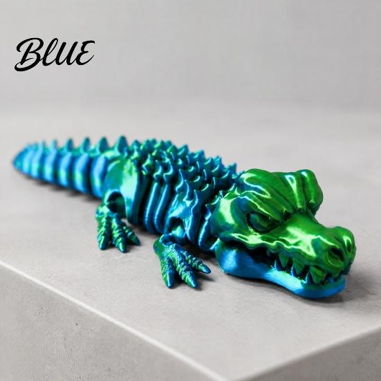 Realistic PLA Animal Model 3D Printed Articulated Crocodile Toy, Flexible Reptile Figure, Fidget Toy for Creative Desktop Decoration Stress