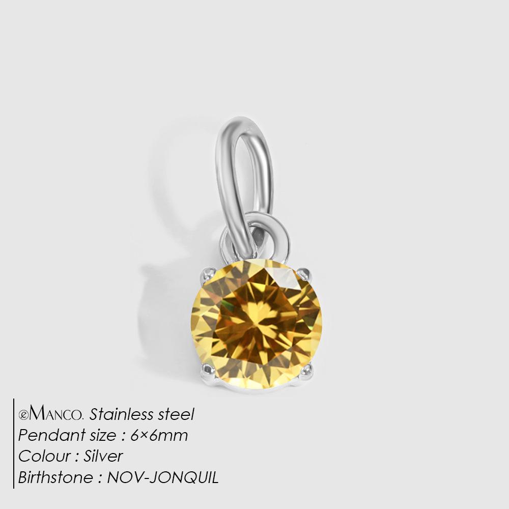 eManco DIY Jewelry Accessories: Stainless Steel Round Cubic Zirconia Pendant Necklace