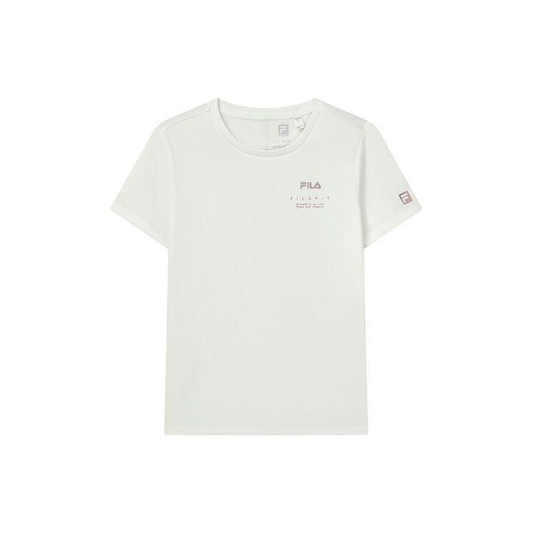 Fila Athletics Sorona Fashion Solid Color Casual Sports Round Neck High Elastic Short Sleeve T-Shirt Women T-Shirts White A11W221110FWT