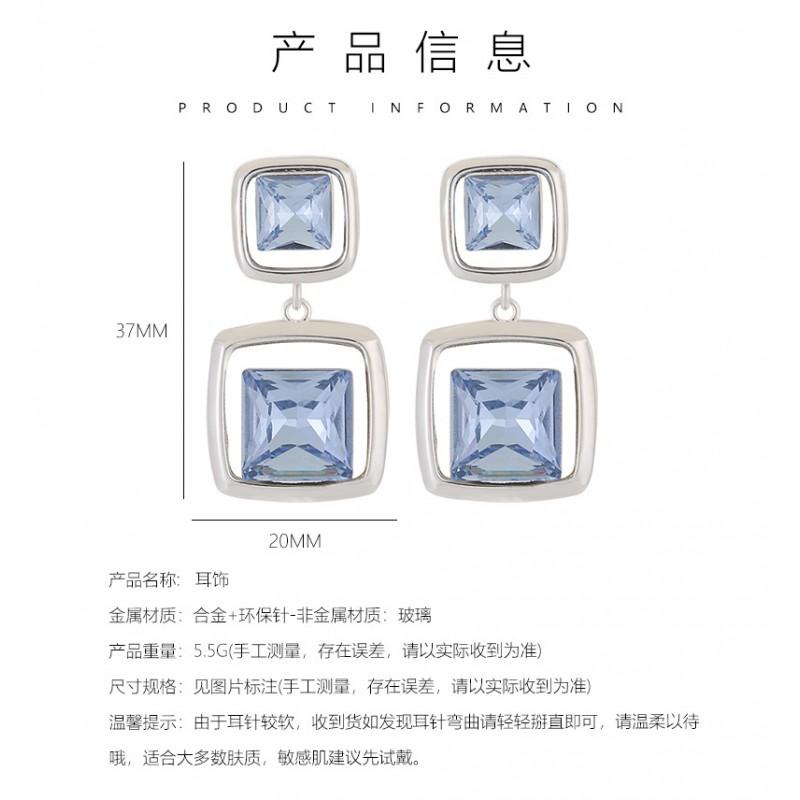 Geometric Glass Crystal Stud Earrings Women Minimalist Chic Statement Jewelry Silver-Plated Copper Post 2025 Fashion