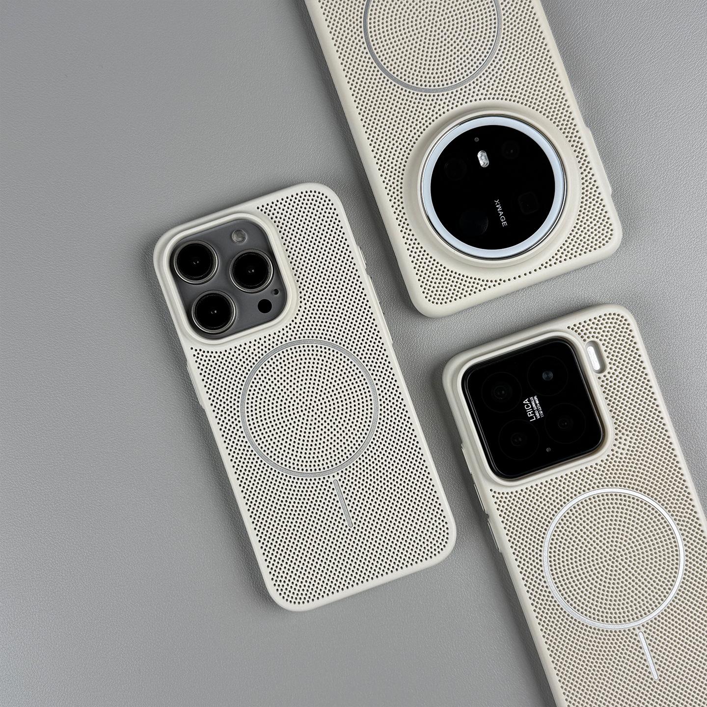 

Applicable to iPhone17PROMAX mobile phone case, breathable heat dissipation mesh case, thin ring magnetic attraction, Apple 16 ultra-thin and antidrop iPhone 11 PROMAX