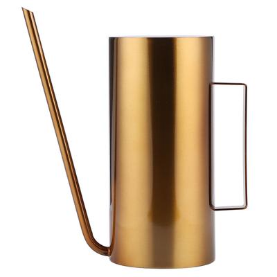Garten Edelstahl Gießkanne mit langem Ausguss Topf Blume Pflanze Bewässerungswerkzeug Gold 1,5L