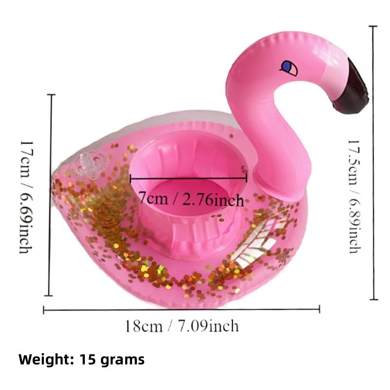 1Pcs Floating Cup Lnflatable Flamingo Beverage Cup Holder Swimming Pool Coaster Floating Device Pink Toy Beverage Holder