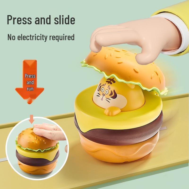 Hot Selling Burger Car Toy: Inertial Pull-Back for Kids, Press-and-Slide Cartoon Design, Perfect Festival Gift for Boys & Girls
