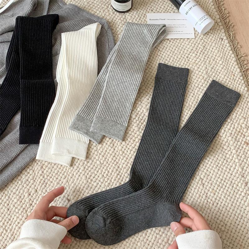 Ladies Autumn and Winter New Simple Solid Color All Kinds of Micro Pressure Thin Ballet Wind Calf Pile Socks