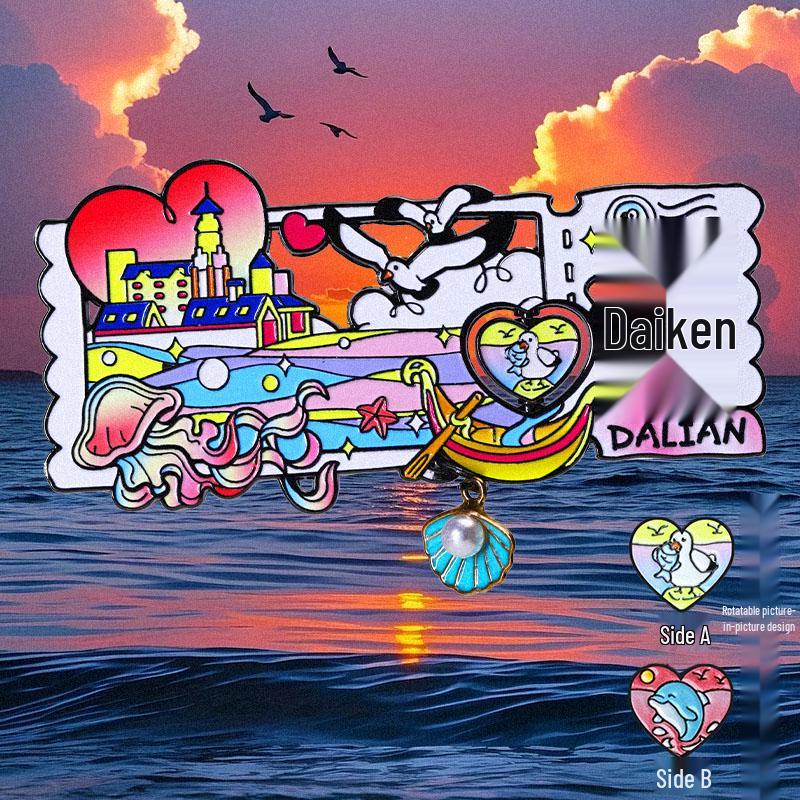 Dalian Souvenir Magnet: Xinghai Bay, Fisherman's Wharf, Venice Water City, Zhongshan Square