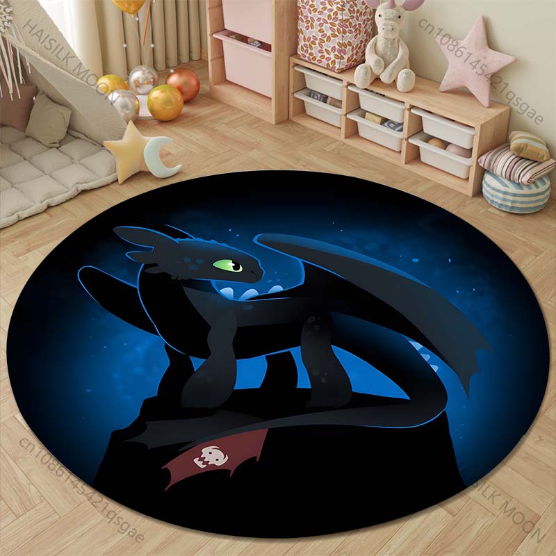 Multiple Sizes How T0 Train Your D-Dragon Print Round Rugs Carpet for Living Room Bedroom Kids Room Bath Chair Mat Home Decor