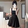 New black French suspender waist summer small black dress temperament dress small Hepburn slim skirt