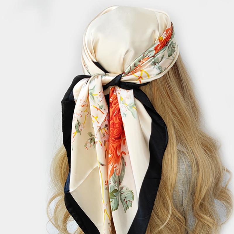 Four Seasons Square Kerchief Popular 90X90CM Stripe Shawls Fashion New Sunscreen Bandannas Europe And America Silk Scarves