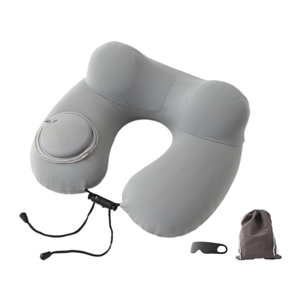 Inflatable U-Shaped Travel Pillow Ice Silk Neck Support Cushion Convenient Neckrest Pad  Airplane