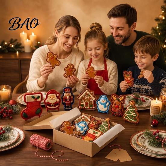 Kitchen Baking Supplies Christmas Cookie Cutter, Push Type Integrated Mold, Plastic Biscuit Cutters Clay Decorating Tool for Holiday Santa Claus Press