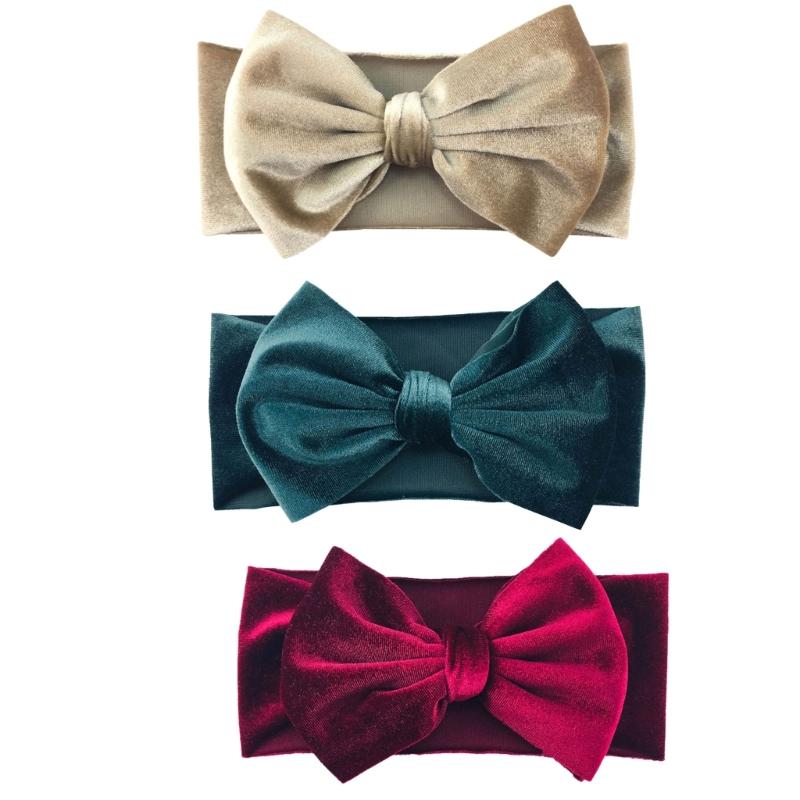 Handmade Bowknot Headbands for Baby Girls, 3Pcs/lot Elastic Head Wrap Hair Turban Newborn Hair Bands Photo Props