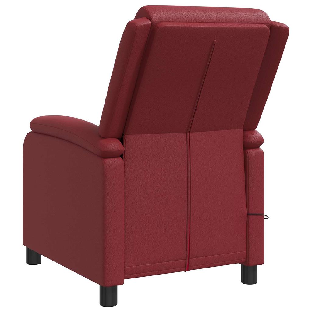 Massage Recliner Chair Wine Red Artificial Leather