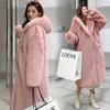 Autumn and winter thickened imitation rabbit fur long hooded loose knee jacket women's plush coat imitation fur