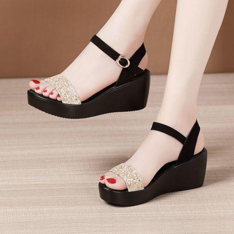 Summer Women Sandals Wedges Platform Fashion Fish Mouth Rome White Black Woman Shoes Elegant Ladies Thick Sole Casual Plus Size