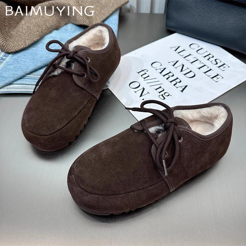 Fur Women Boots Suede Flats Fashion Shoes Woman 2025 Trend Winter Designer Brand Cozy Walking Casual Sport Botas Mujer Sneakers