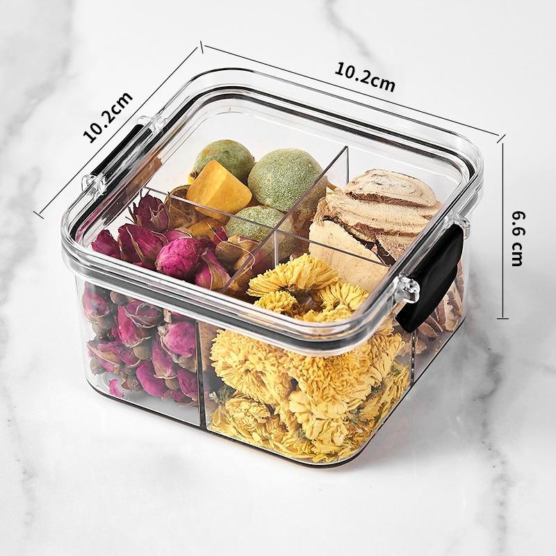 

Герметичная банка для хранения, Квадратная четырехсекционная банка для упаковки и хранения полезного цветочного чая, Пластиковая банка для пяти видов зерна и прочих продуктов