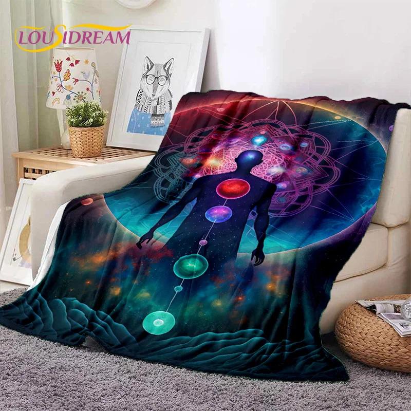 3D Yoga Meditation Rainbow 7 Chakra HD Soft Flannel Blankets,Throw Blanket Comfortable Blanket for Picnic Beds Home Bedroom Gift