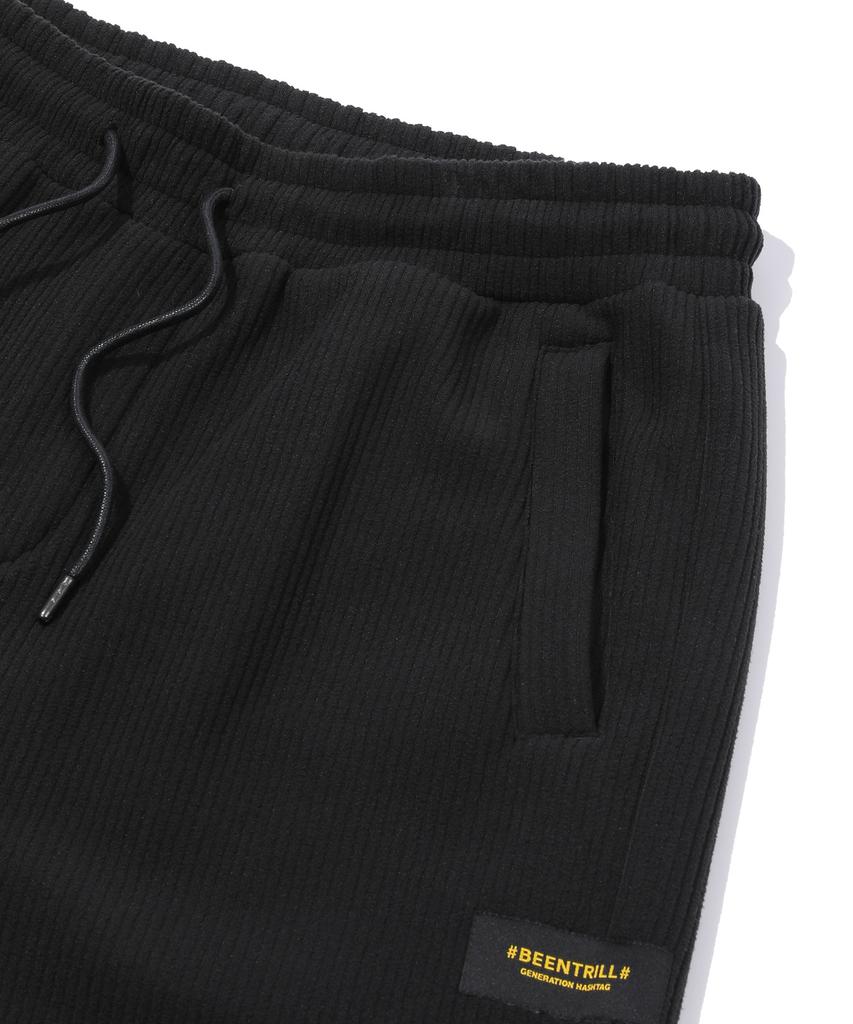 BEENTRILL Corduroy Fleece Sweatpants (Black)