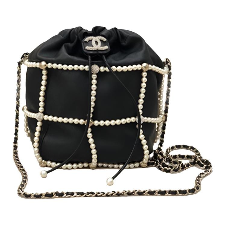 Chanel Pearl Drawstring Bag, Shoulder Bag, Crossbody Bag Small Women's Black AS2313-B04881-94305