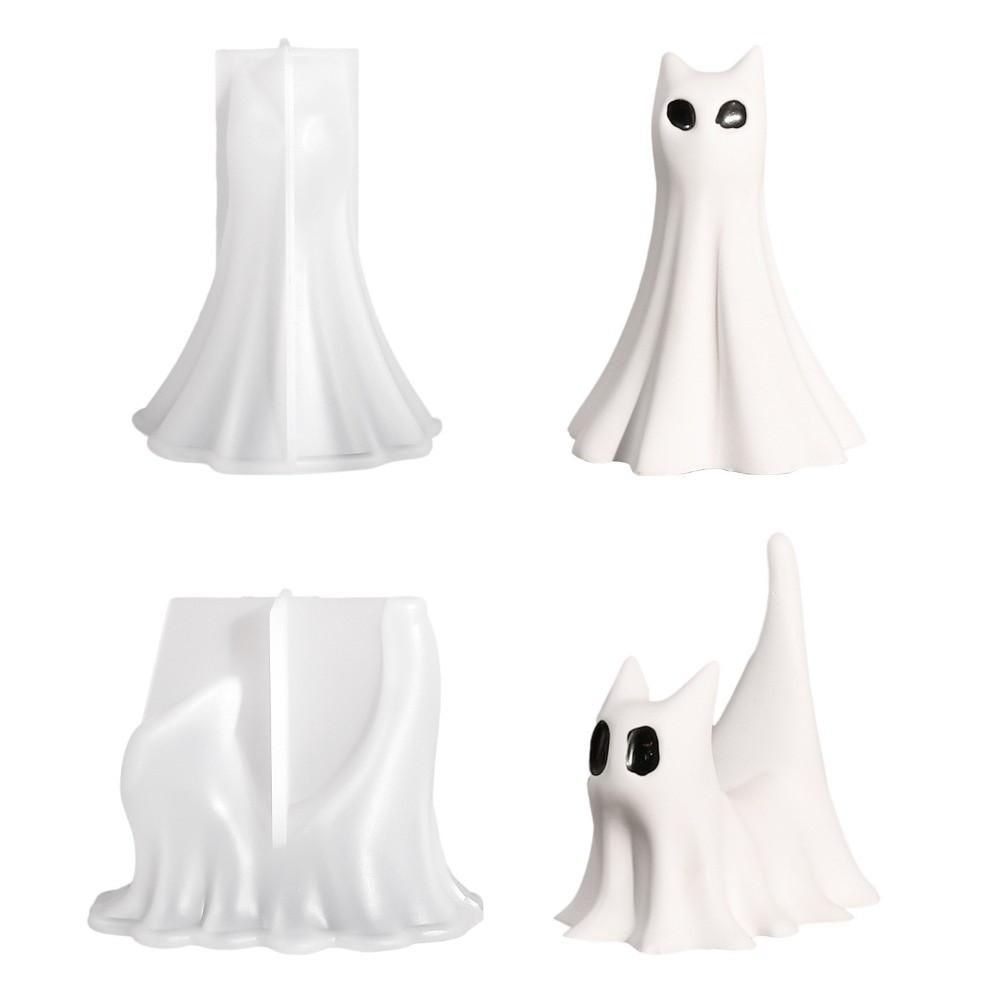 DIY Halloween Ghost Cat Mold Multi-purpose Easy Release Candle Ice Cube Chocolate Mold Silicone Heat-resistant
