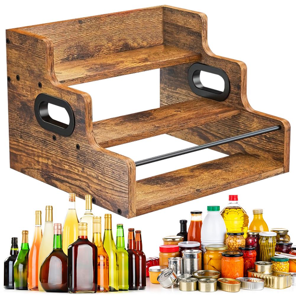 3 Tiers Wine Rack Bottle Holders Liquor Bottle Display Shelf Kitchen Water Bottle Red Wine Countertop Organizer Stand for Whisky