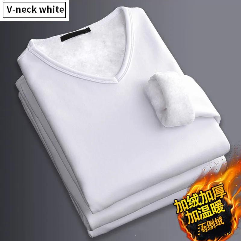 Herren Plüsch Thermisches Langarm T-Shirt Unterhemd Rundhals Shirt Mode Plus Samtgefüttertes T-Shirt
