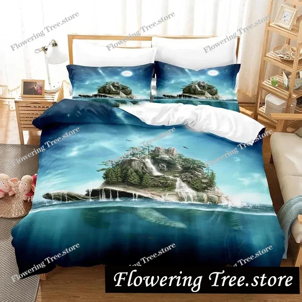 3D Print World Turtles Turtle Island Bedding Set Duvet Cover Bed Set Quilt Cover Pillowcase Comforter king Queen Size Boys Adult