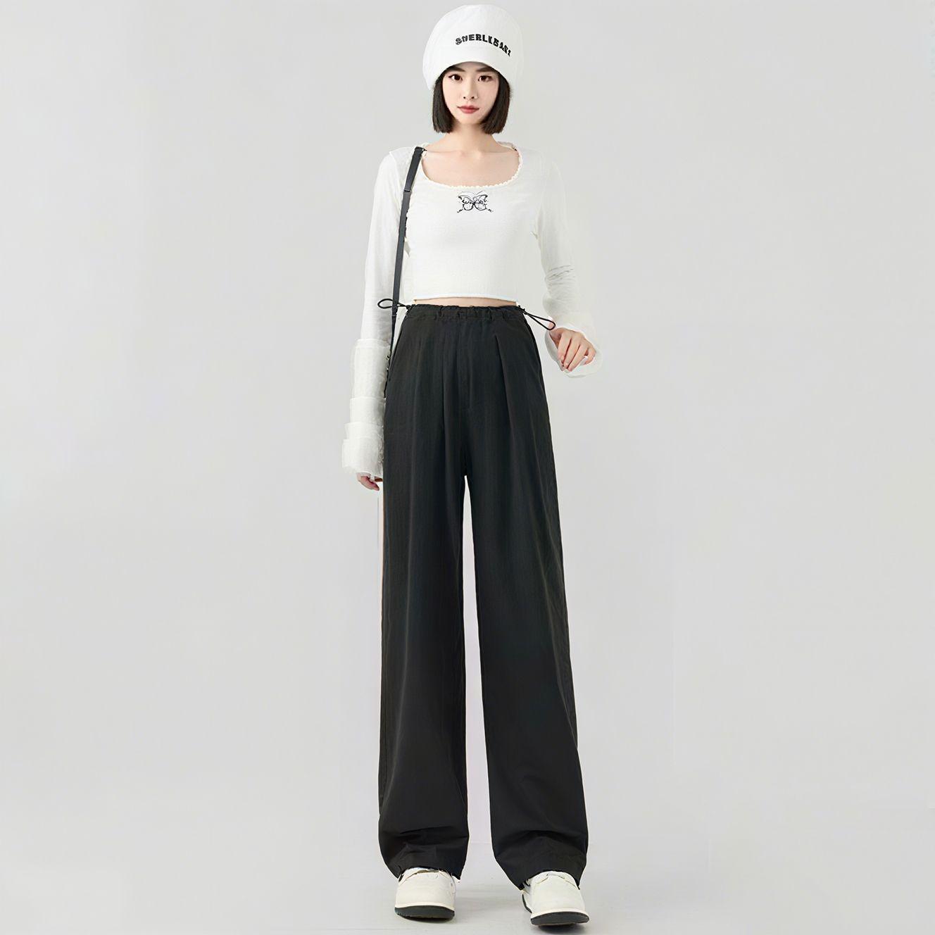 Velvet Wide-Leg Maternity Pants - Thickened, Drapey, Loose Fit for Autumn/Winter M (Below 110 lbs)