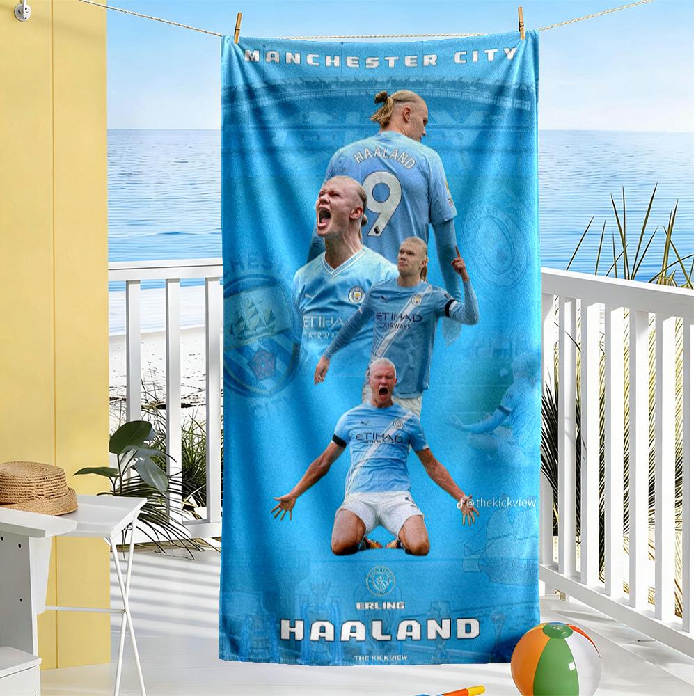 Haaland Enthusiasten Strandtuch Superweiche Mikrofaser Schnelltrocknendes Gewebe Bequem Leicht Geeignet für Schwimmen, Fitnessstudio, Camping, Yoga Urlaub