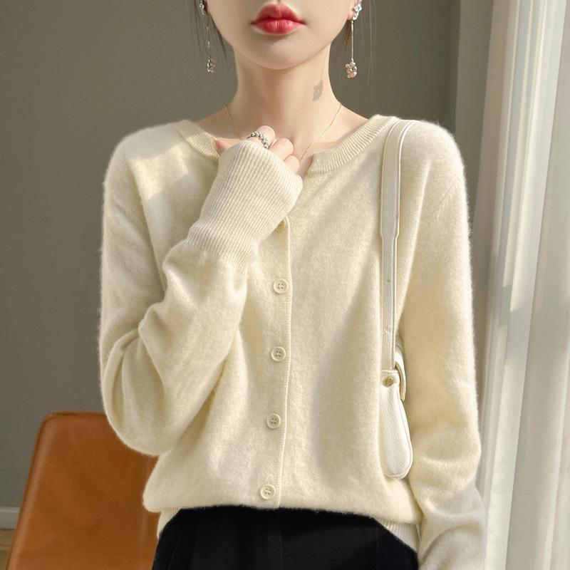 

2024 Кашемировый кардиган с V-образным вырезом: Женский универсальный свитер с длинным рукавом для весны, осени и зимы XL