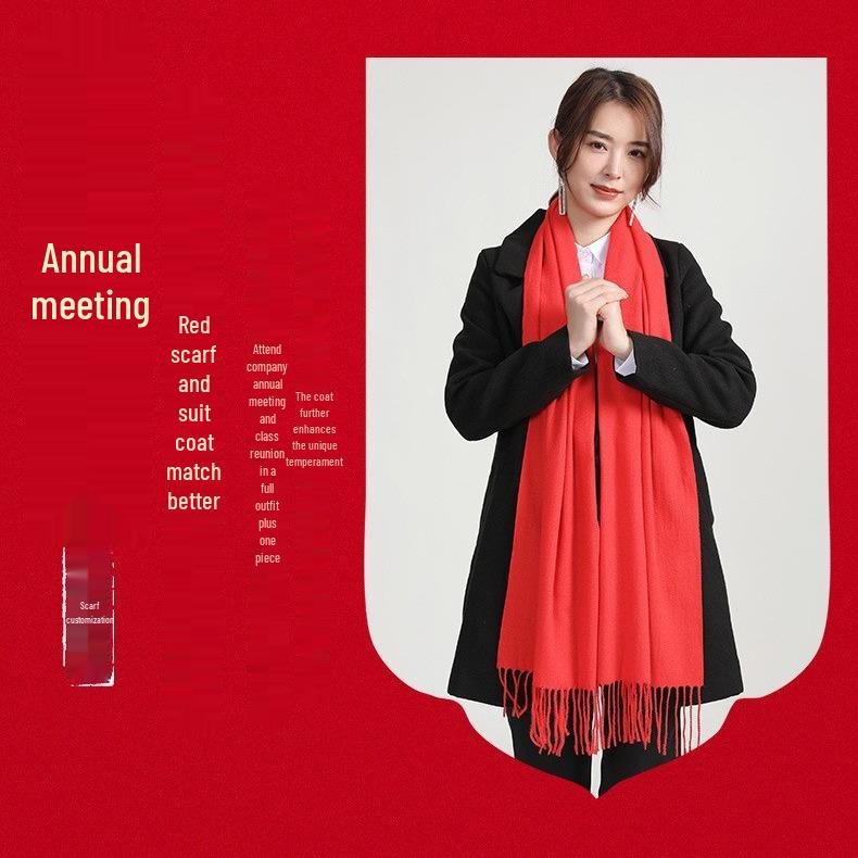 Custom Red Scarf for Company Meetings, Celebrations, and Reunions with Logo Printing