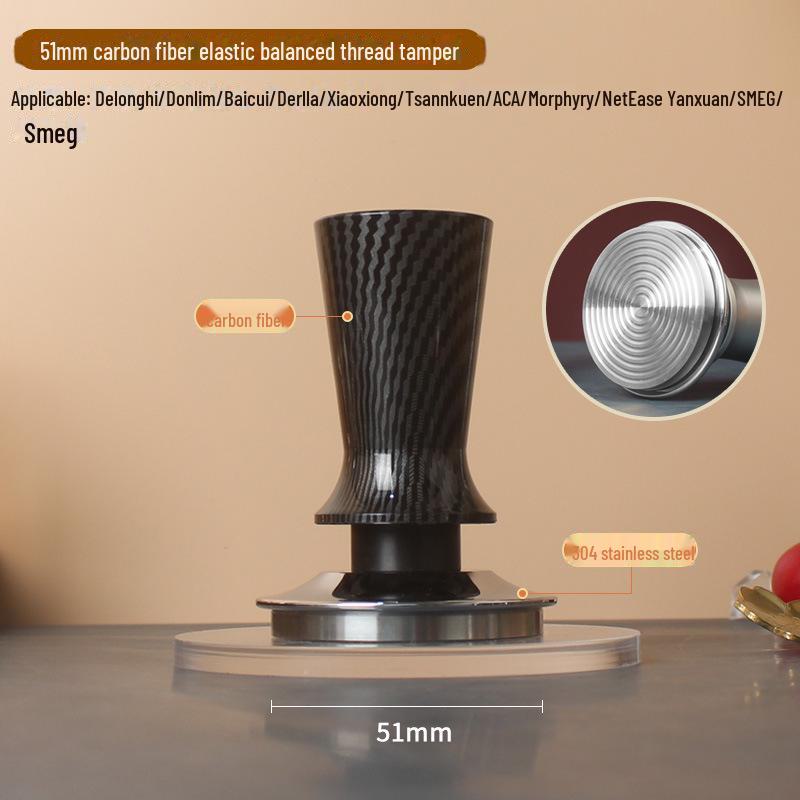 Balanserat elastiskt handtag Kaffe-tamper i rostfritt stål (51/53/58mm)