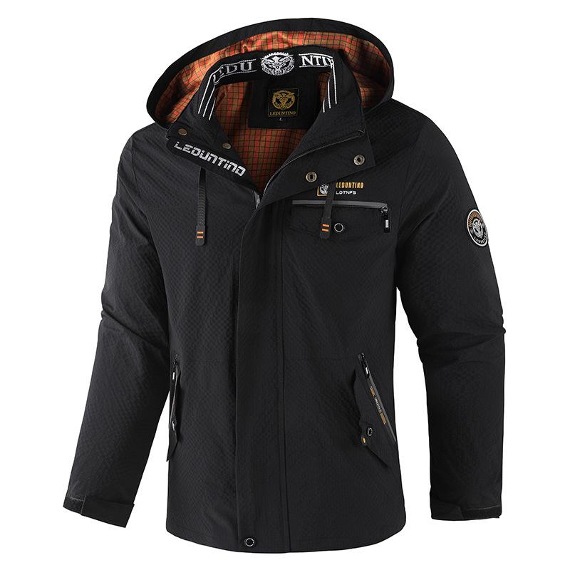 Men's Solid Color Hooded Casual Jacket for Spring/Autumn - European/American Size