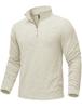 TACVASEN Men's High Neck Sweatshirt, Long Sleeve, Fleece Lining, Half-Zip, Stand Collar, Loose Fit, Casual, Sports, Golf Wear, White, Size M