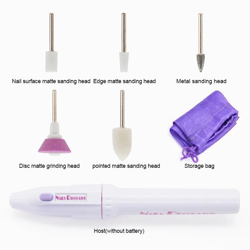 1 Set Mini Professional Electric Nail Drill Kit Use With Battery Milling Cutter Bits For Manicure Polishing Pedicure