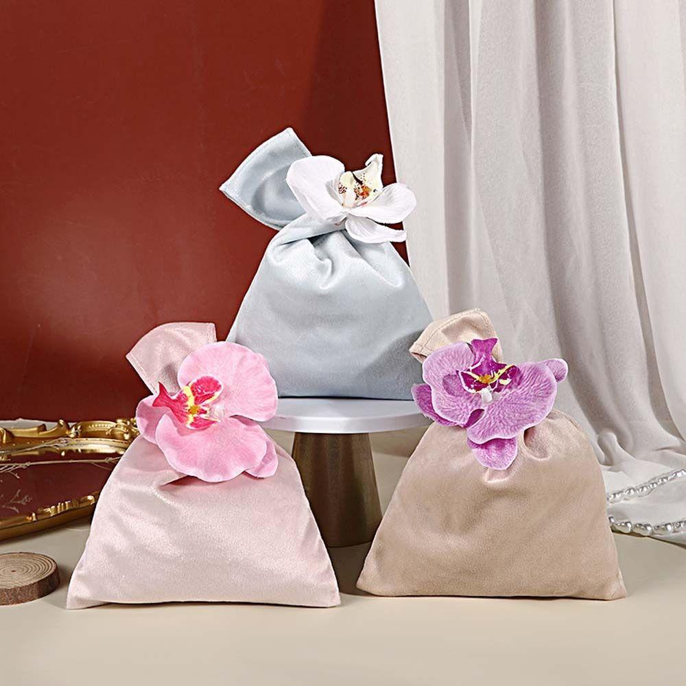 Vest Shape Flower Wrist Bag Tassel Festive Sugar Bag Sweet Velvet Knot Handbag Wedding