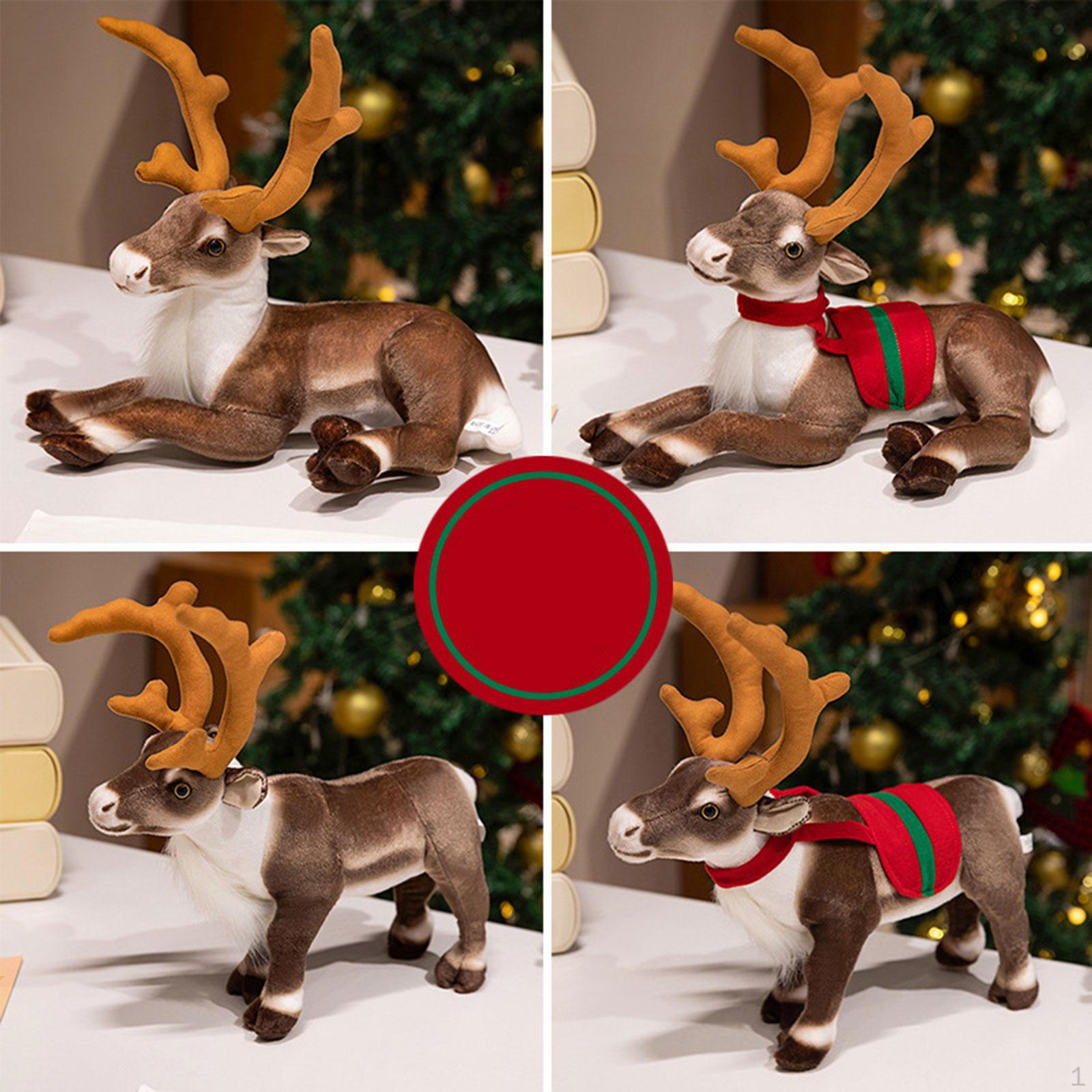 

Різдвяний Олень М яка Іграшка Компаньйон для Обіймів для Різдвяних Вечірок Багатофункціональний М який Матеріал 42cm with Scarf