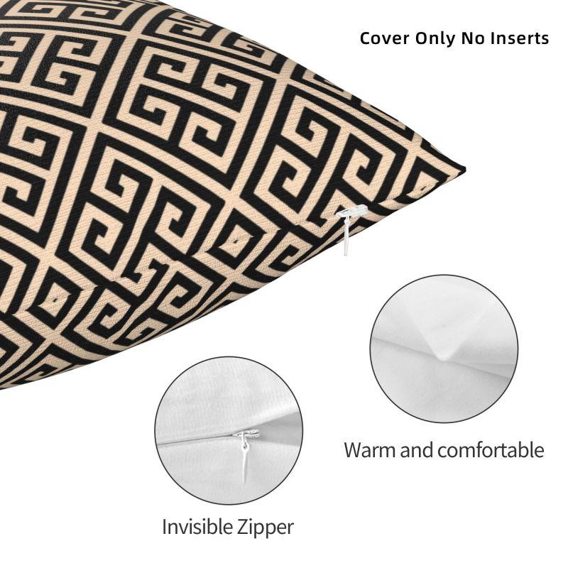 Luxury Greek Meander Black And Beige Design Cushion Cover for Sofa Soft Pillow Case Home Decorative