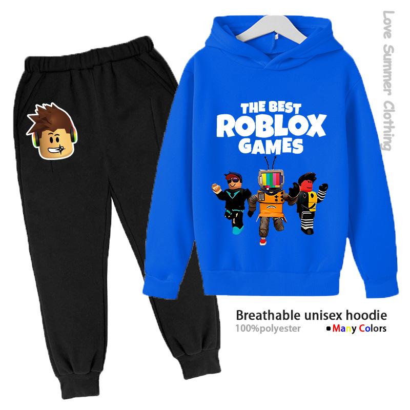 Roblox Chlapecká Mikina Tepláková Souprava Věk 4-14 HD Potisk Podzimní Novinky Pohlaví Tenká Fleecová Mikina Set Ležérní Unisex Tepláková Souprava Polyester
