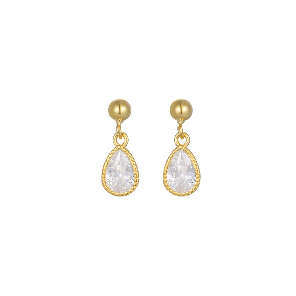 S925 Sterling Silver 18K Gold Plated Teardrop Zircon Earrings - Women's High-End Dangle Earrings with Exquisite Design