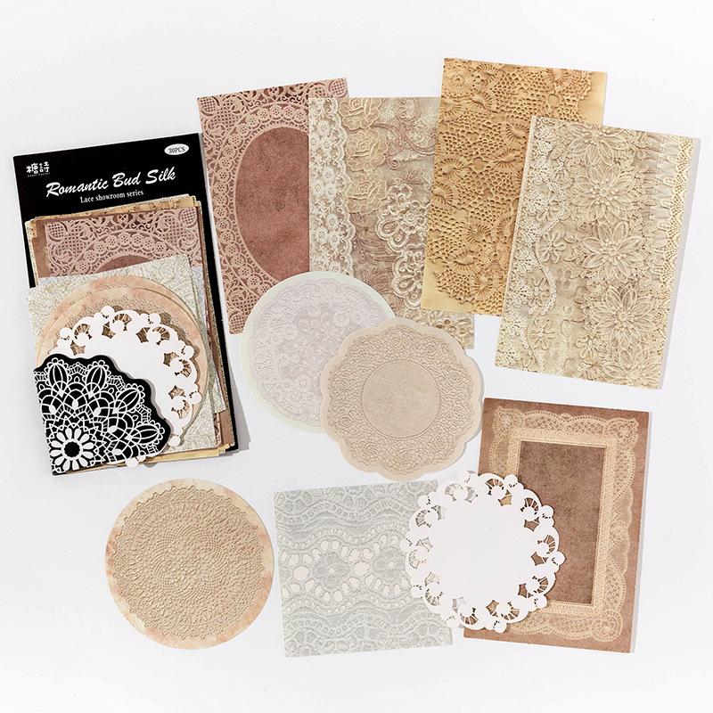 30pcs/1 lot Material Paper Lace Display Room Series Vintage Lace Hand Account DIY Material Decoration
