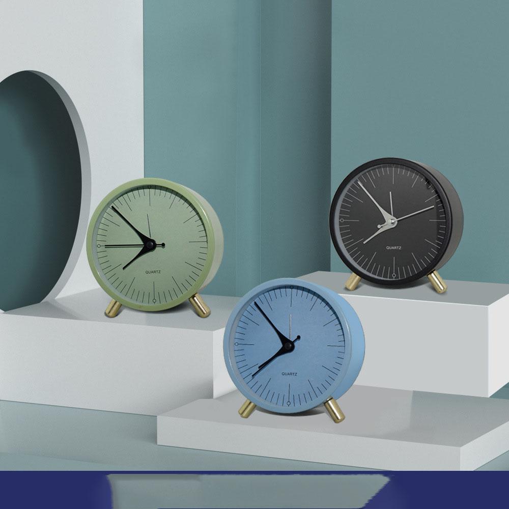 European-Style Alarm Clock New Quartz Minimalist Silent Children's Clock Living Room Desktop Round Creative Student Analog Table Clock
