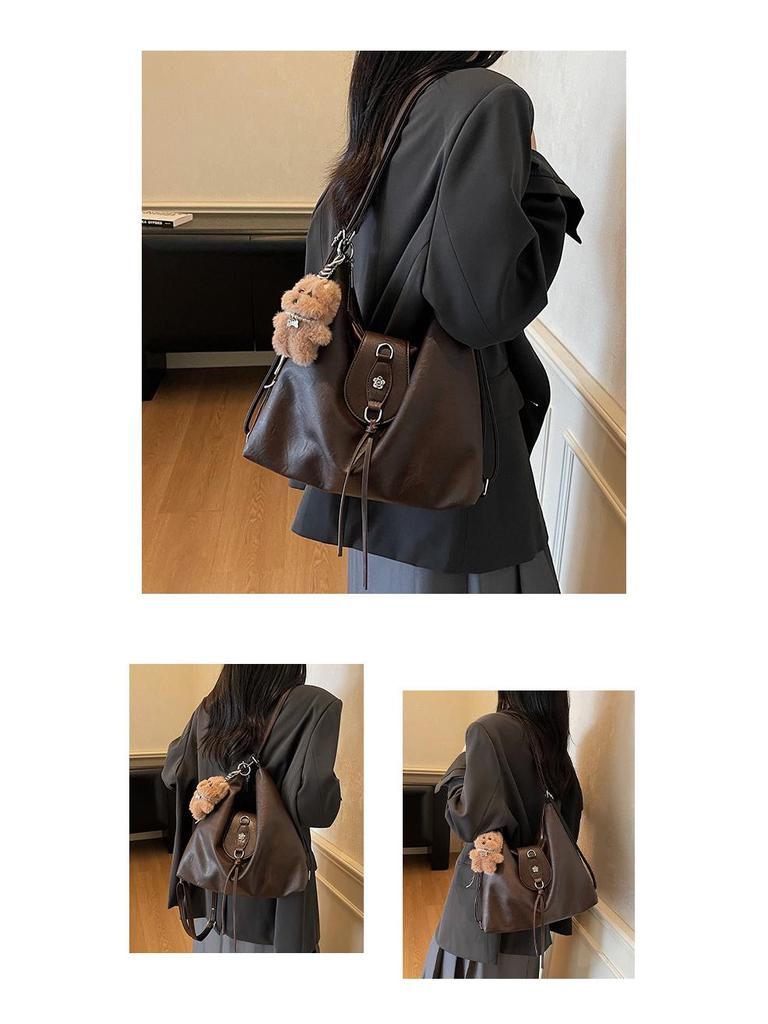 Women's Retro Single Shoulder Bag - Autumn 2025 Trendy Fashion, Korean-Style, Large Capacity Tote Backpack