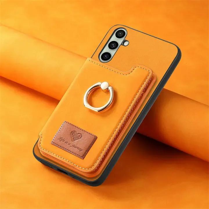 

2 in 1 Detachable Cards Solt Wallet Leather Case For Samsung S25 Ultra S24 Plus S23 A56 A06 A16 A55 A35 A15 A05 A24 Ring Holder For Samsung S23FE оранжевый