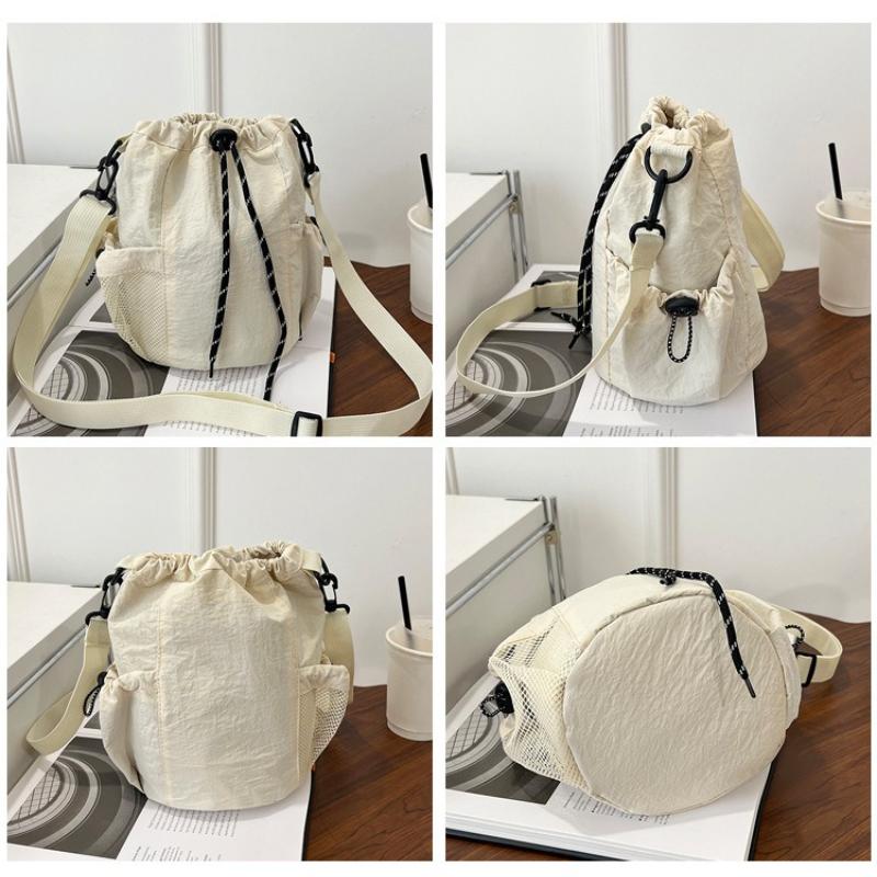 Women's Nylon Crossbody Bag Casual Bucket Bag Fashion Drawstring Popular Multifunctional Adjustable Strap Shoulder Tote Bags